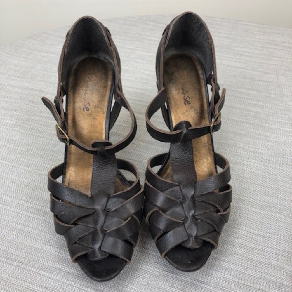 Peep Toe Woven Heeled Sandals